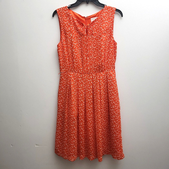 Hi There by Karen Walker Dresses & Skirts - Hi There Karen Walker Prosecco Dress 4 Orange-Red White Polka Dot Pleated Tie